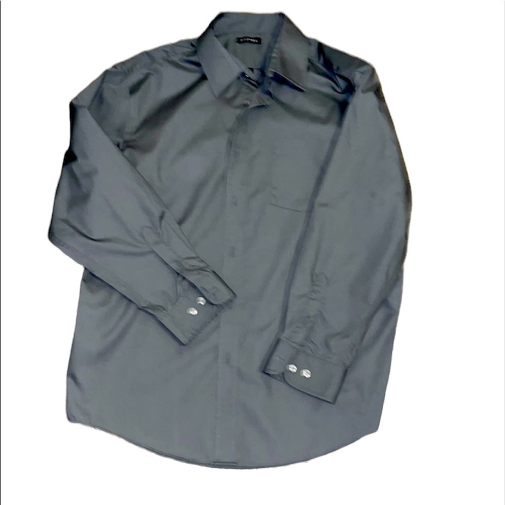 George men’s solid gray monochrome button up dress shirt Size XL
